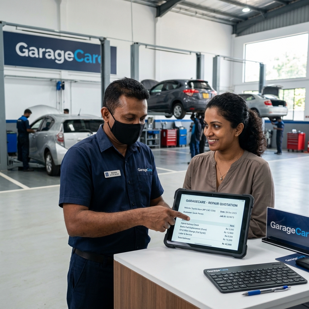 Modern Sri Lankan garage team using GarageCare